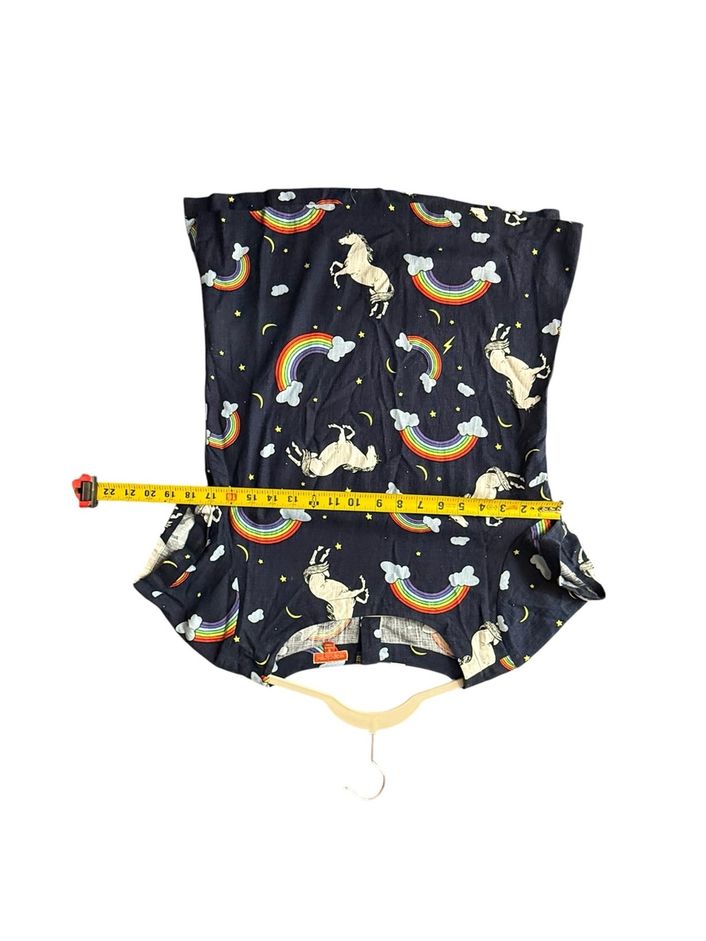 ModCloth Rainbow Unicorn Print Linen Blend Boxy Top Women’s Small Navy - Picture 8 of 13